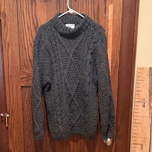 Men's Gray Cable Knit Sweater